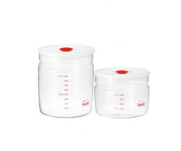 Combo 2 hũ thủy tinh chịu nhiệt nắp hít Iwaki 550ml+ 1000ml 