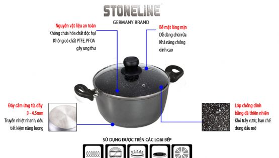 Nồi chống dính stoneline được làm từ chất liệu gì?