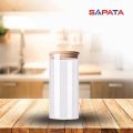 Hũ thủy tinh tròn nắp tre hít kín hơi 1.5L - SAPATA - small 1