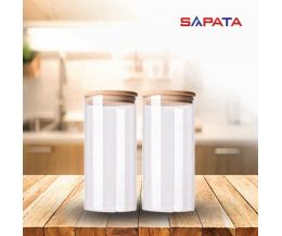 Combo 2 hũ thủy tinh tròn nắp tre hít kín hơi 1.5L - SAPATA