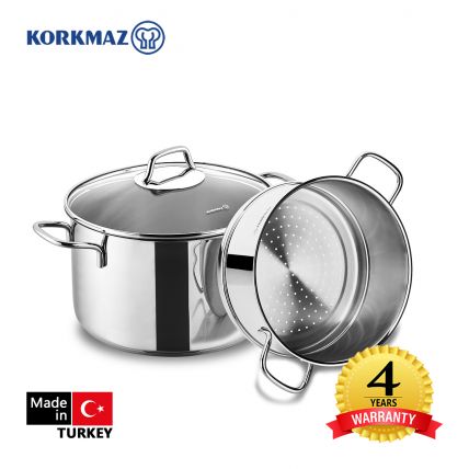 Bộ nồi xửng hấp inox cao cấp Korkmaz Perla 20cm - A1521 - 1